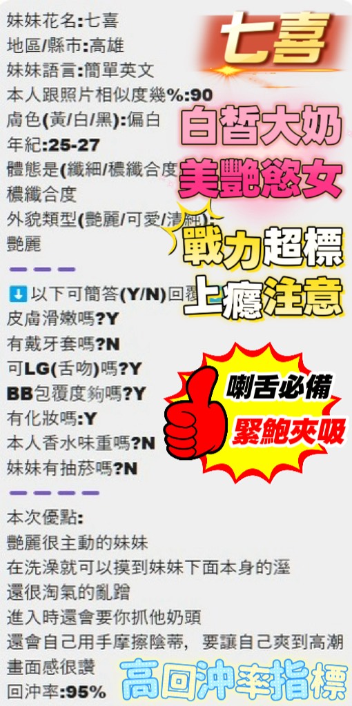 限熟客【三民】七喜🇲🇾馬來$2600 .無套（里）
