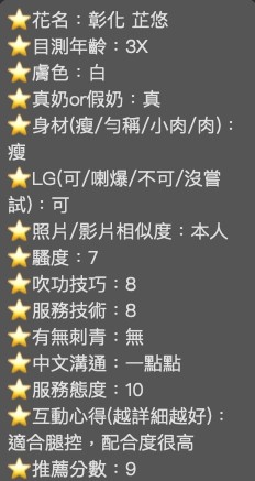 限熟客【彰化】芷悠🇲🇾馬來$1800.可無套內射.後門（魚）